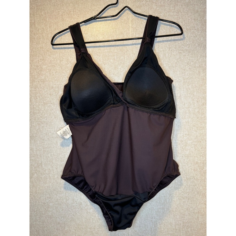 Miraclesuit Estilo Cocoa Brown Twist Front One Piece Swimsuit Slimming Size 16W - Picture 4 of 9